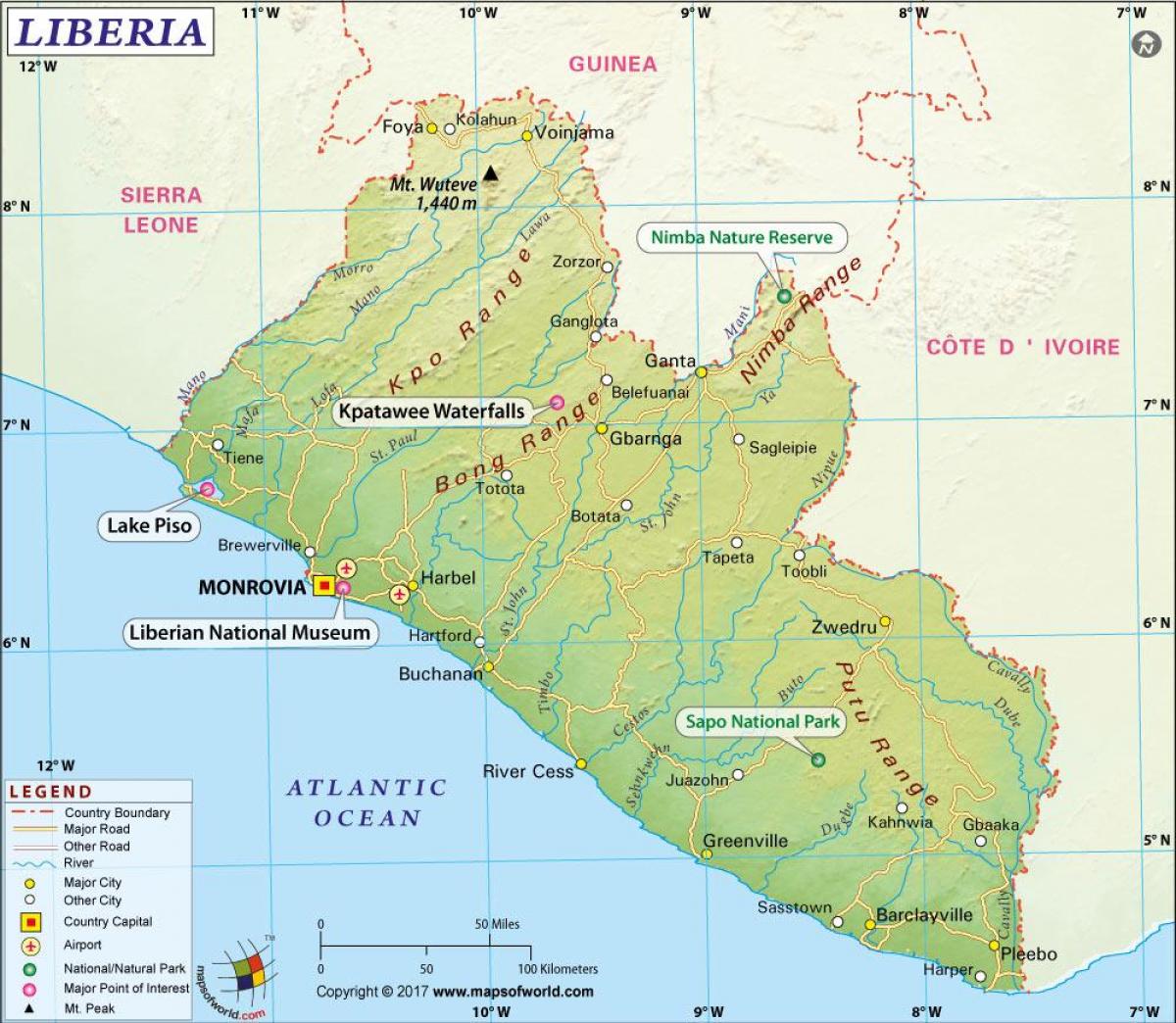 the map of Liberia