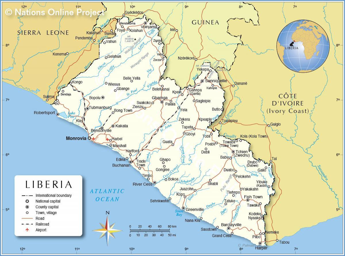 map of Liberia west africa