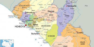 The political map of Liberia